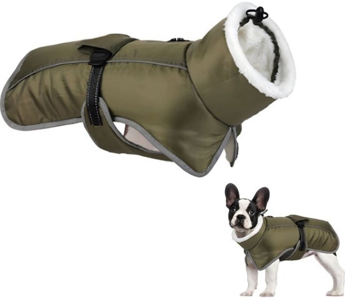 longziming -Warme Hondenjas S – Met Verstelbare Bontkraag en Zachte Fleecevoering – Reflecterend, Waterafstotend & Comfortabel – Eenvoudig Aan te Trekken – Perfect voor de Winter