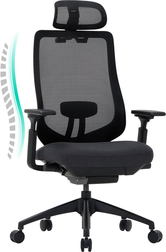 COLAMY Ergonomische Bureaustoel met 4D-armleuningen - Zwart - COLAMY - €289,99