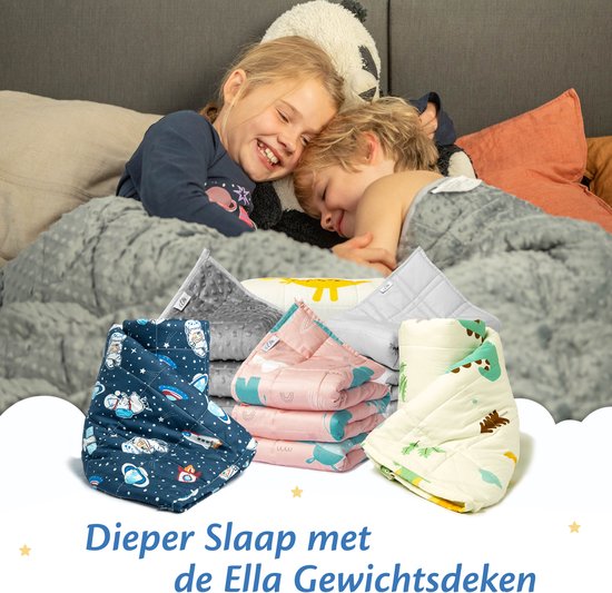 Ella Verzwaringsdeken Kind 2,4kg - OEKO-TEX Katoen Zwaartedeken 90 x 120cm - Weighted Blanket - Verzwaarde Deken Dino
