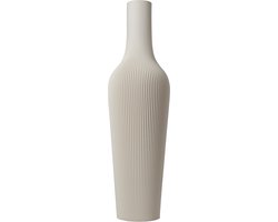 Slimprint Vaas GROOVE, Creme Wit, D17,6 x H60 cm, Smalle Vaas met Gestreept Motief voor Pampas Pluimen, Gerecycled Biokunststof