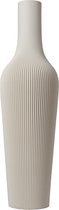 Slimprint Vaas GROOVE, Creme Wit, D17,6 x H60 cm, Smalle Vaas met Gestreept Motief voor Pampas Pluimen, Gerecycled Biokunststof