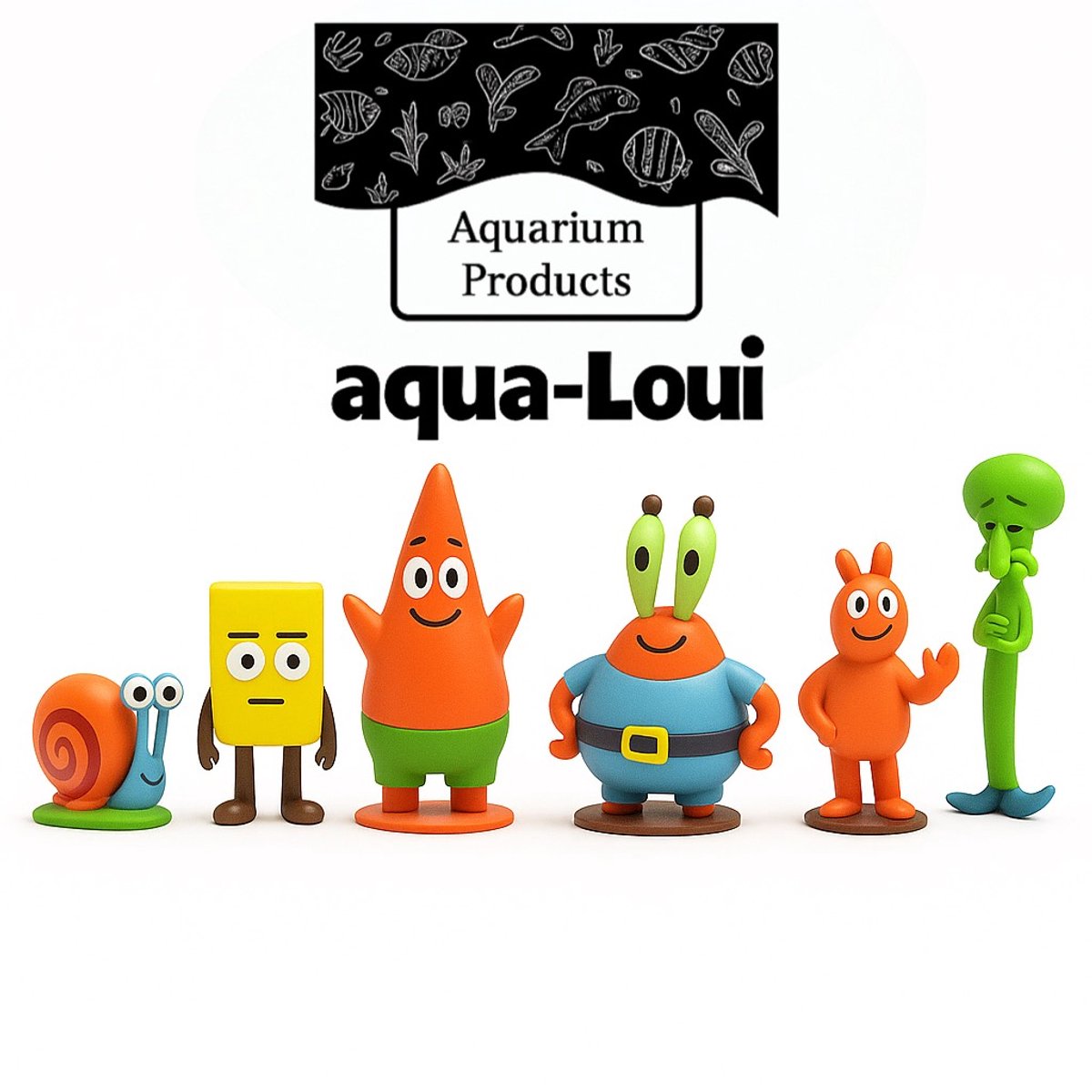 Aqua-Loui® – Aquarium Decoratie Set – 6 Cartoonstijl Figuren – Vrolijke Onderwatervrienden voor Aquarium of Terrarium