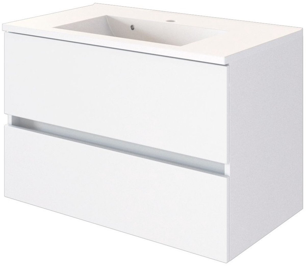 Wastafelmeubel Brama 80cm 2 lades - wit - Held - Wastafelmeubels zwevend - Wit - MDF; Spaanplaat - Wastafelmeubels zwevend -