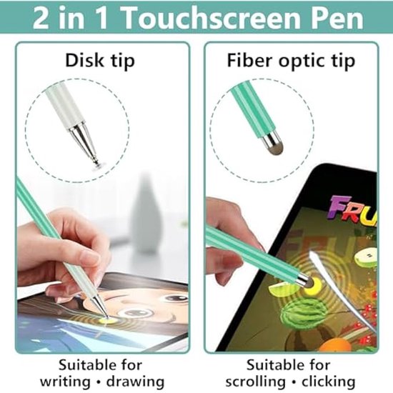 3-pack touch stylus, 2-in-1 universele smart pen touchscreen stylus compatibel met alle tablet touchscreens Geschikt voor Ga1axy/Xiaomi/iPad (paars + roze + groen) van Merkloos — afbeelding 3