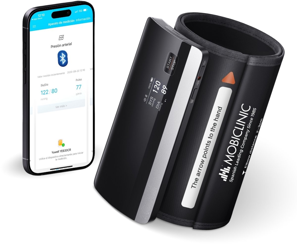 Mobiclinic Cardiomed - BloeddrukmeterBovenarm - Digitale met Bluetooth- Spraakondersteuning - Met gratis app - 50 Gebruikersgeheugen - Detectie van opwarming van de manchet - Smart Bloeddrukmeter - ECG-monitor - USB-C - Zwart