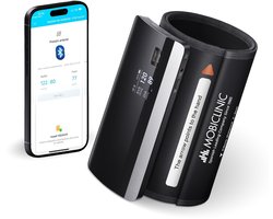 Mobiclinic Cardiomed – BloeddrukmeterBovenarm – Digitale met Bluetooth- Spraakondersteuning – Met gratis app – 50 Gebruikersgeheugen – Detectie van opwarming van de manchet – Smart Bloeddrukmeter – ECG-monitor – USB-C – Zwart