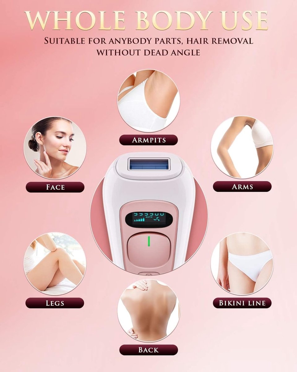 Laser ontharing voor vrouwen en mannen Permanent IPL ontharingsapparaat geüpgraded naar 999.900 flitsen Pijnloos voor gezicht, benen, armen, bikinilijn en gebruik voor het hele lichaam thumbnail 3