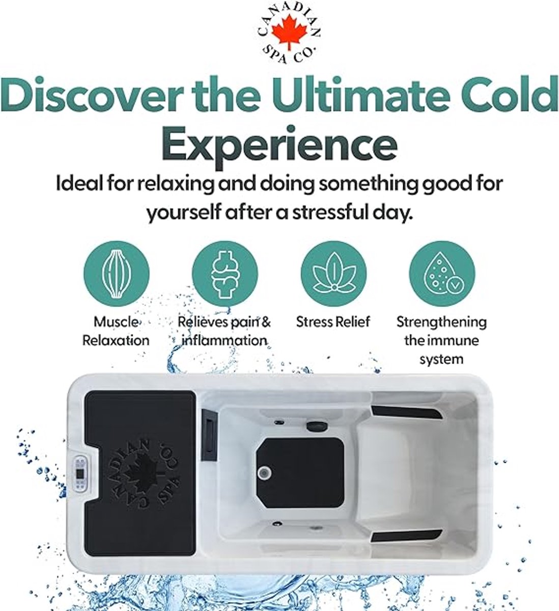 Koude Therapie Spa Novihome Arctic Chill – Outdoor Winterbestendig Bad voor 1 Persoon, Koudetherapie tot 5°C met LED-verlichting