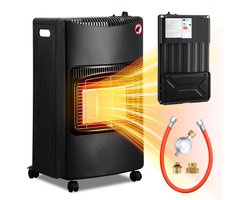 Mobiele Gaskachel - tot 82 m² - 4,2 KW Gas Heater - Inclusief Gasdrukregelaar en Gasslang - Zwart