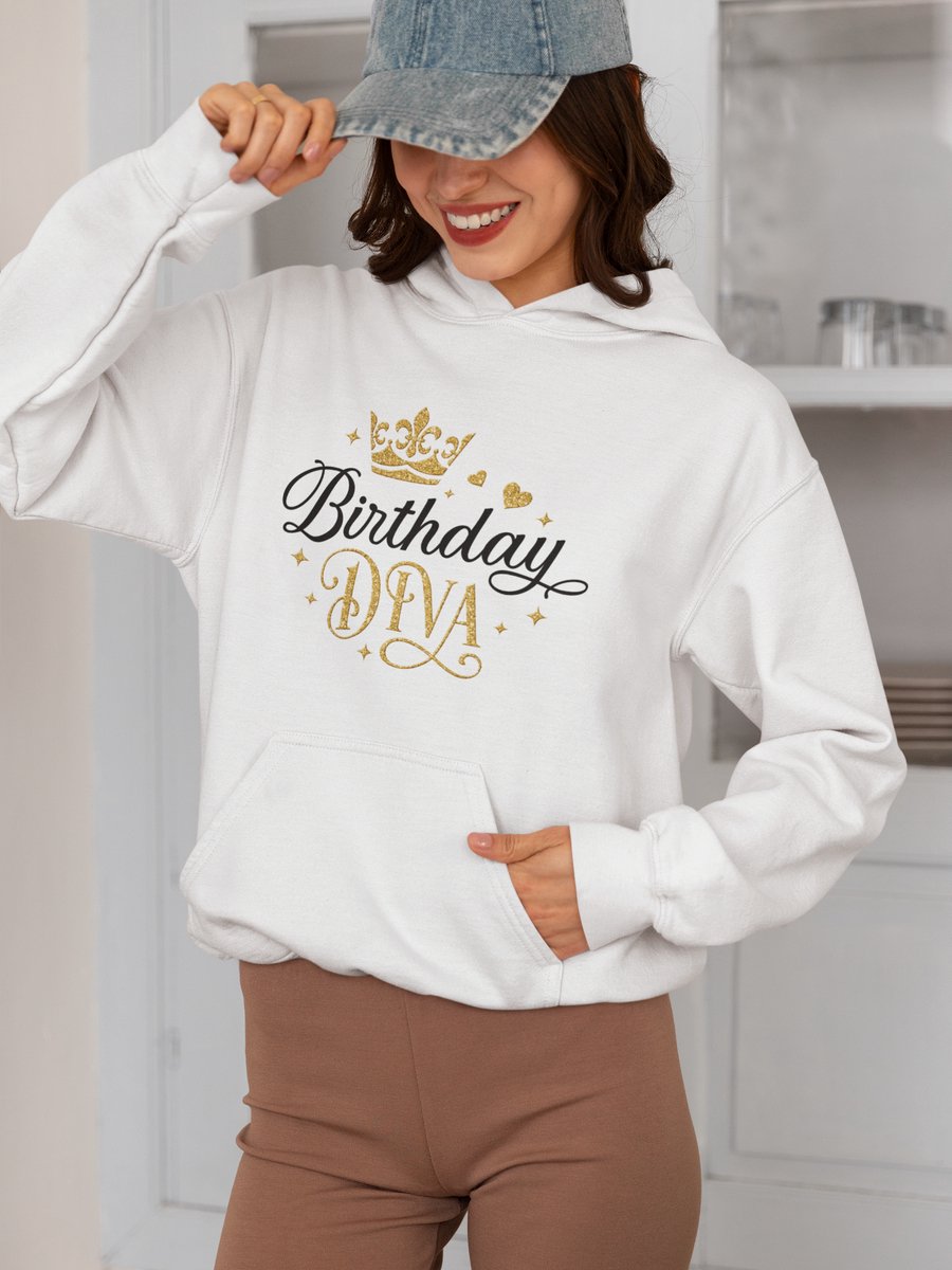 Birthday Diva - Verjaardag Hoodie Wit - Grappig Hoodie - Maat XL - Verjaardag Cadeau Vrouwen - Limited Edition