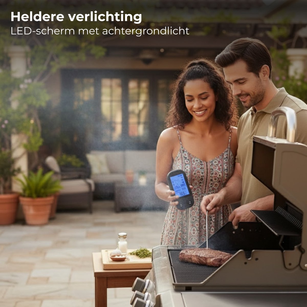 Lomera Digitale Vleesthermometer - Draadloze Vleesthermometer - Oventhermometer - Kerntemperatuur Vlees - Draadloze Ontvanger - Thermometer Met Timer - Led Achtergrondverlichting - Rvs Sonde - Temperatuurweergave Celsius — cadeau in Kookcadeaus - foto 5