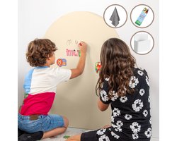 Elissio® Magneticoo Magnetische Muursticker 100x80 cm - Magneetsticker met krijtbordfunctie - Zandgeel - Magneetbord voor Kinderkamer - Boogvorm