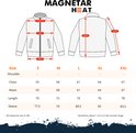Maattabel voor Magnetar Heat jas: schouder-, borst-, taille-, lengte- en mouwmaten in CM.