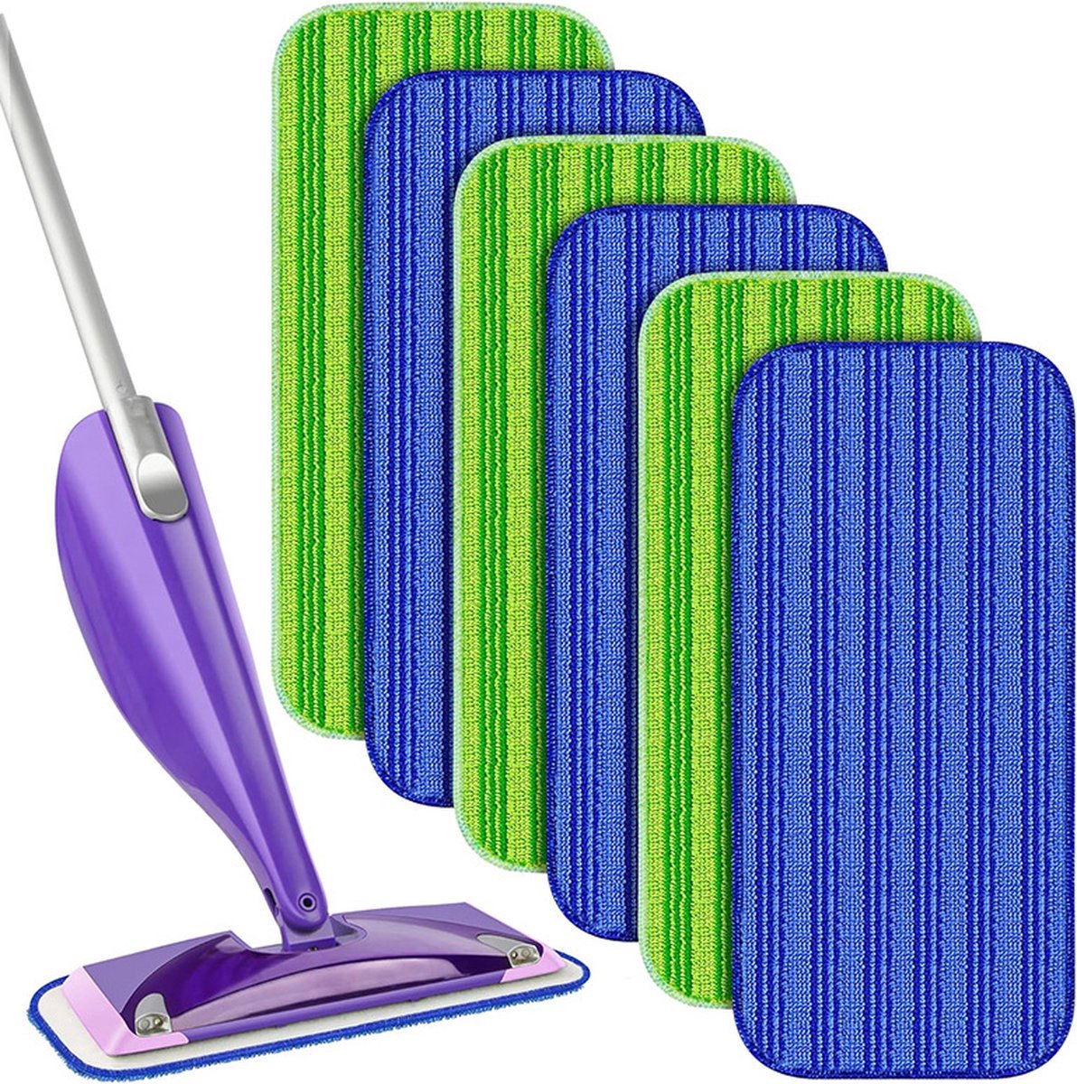 Nunu's Herbruikbare Doeken | Set van 6 | Microvezel | Past op Swiffer Wetjet | Groen/Blauw