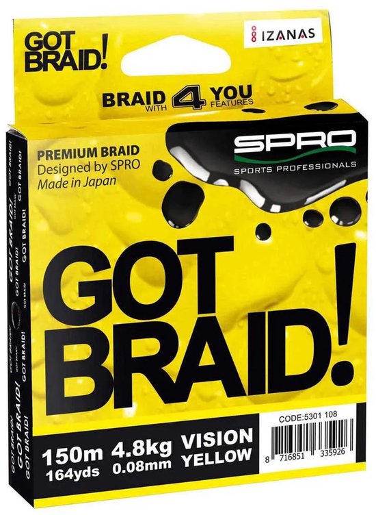 Spro Got Braid! Gevlochten Vislijn 150 M Geel 0.200 mm van Spro — afbeelding 2