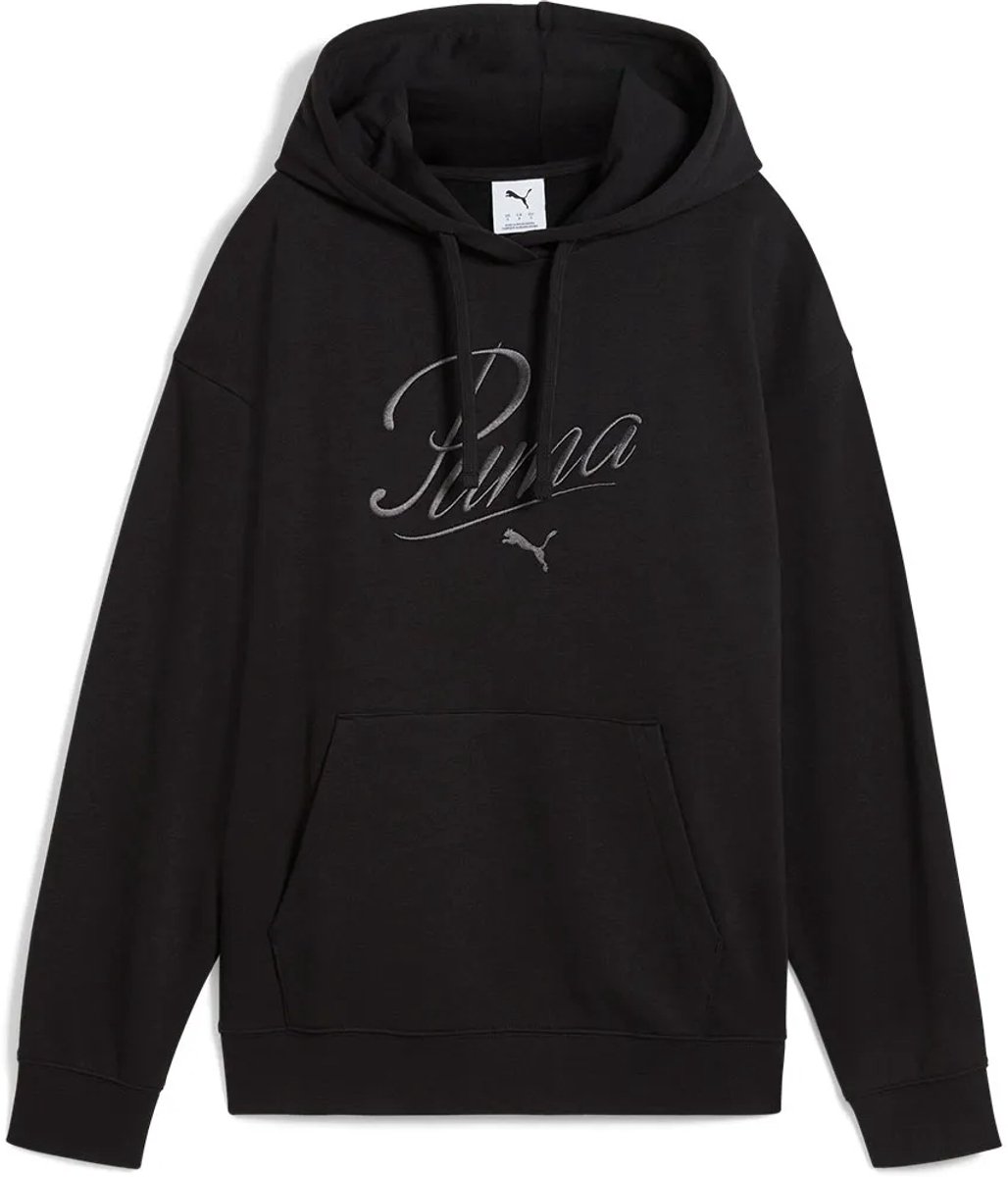 Puma Ess Script Comfort Hoodie L Vrouw Zwart