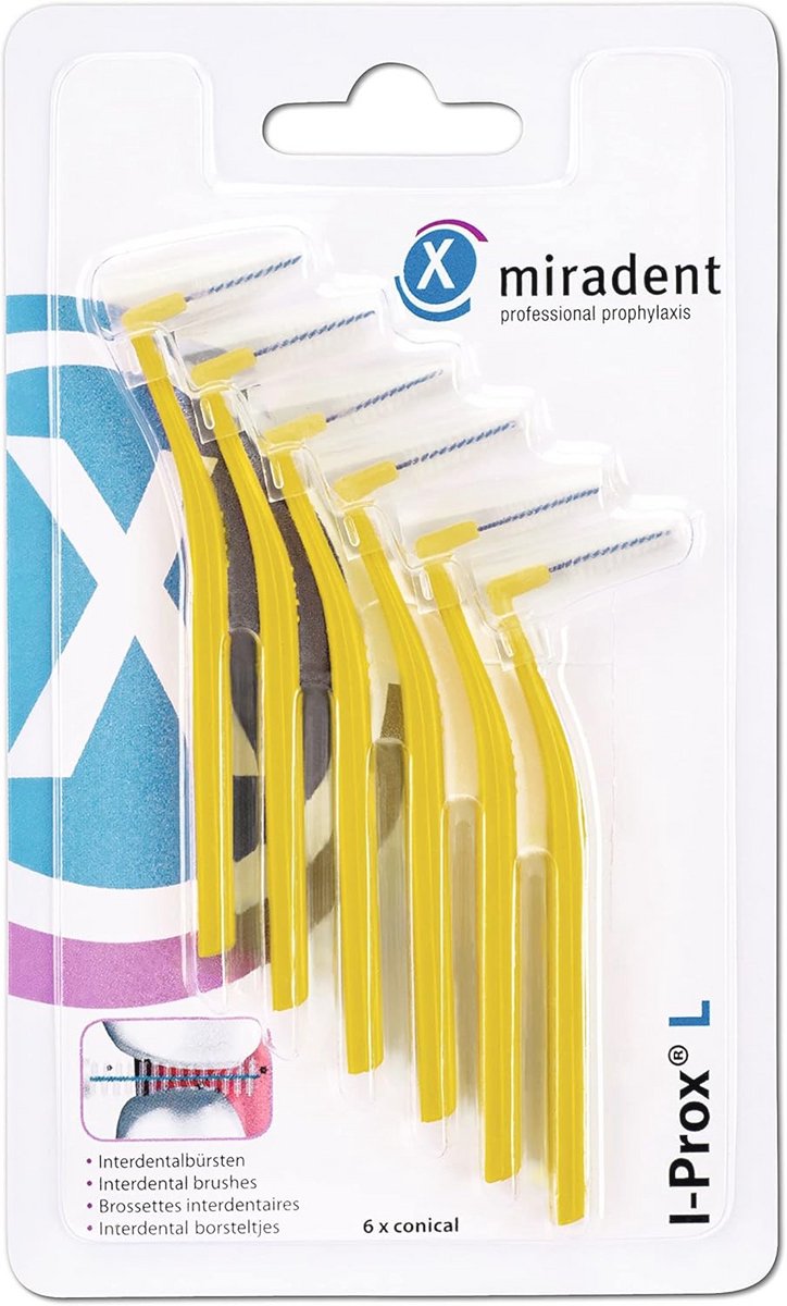 Interdentale Borstels L 0,5 mm Geel - 6 Stuks voor Optimale Mondhygiëne