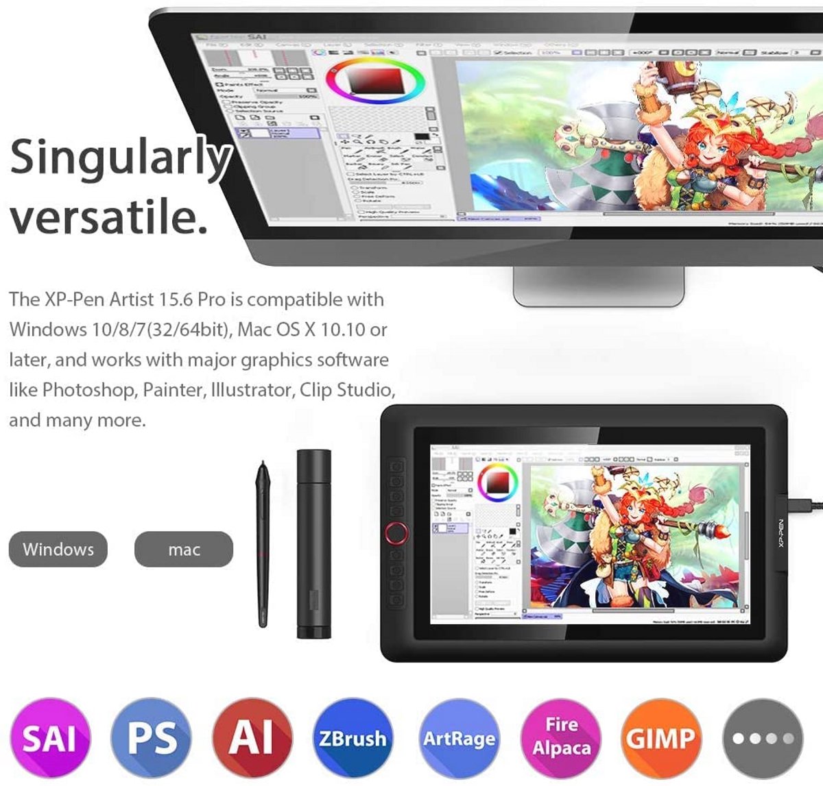 Professionele Grafische Tablet met 15,6-inch Full HD Display en 8192 Drukniveaus