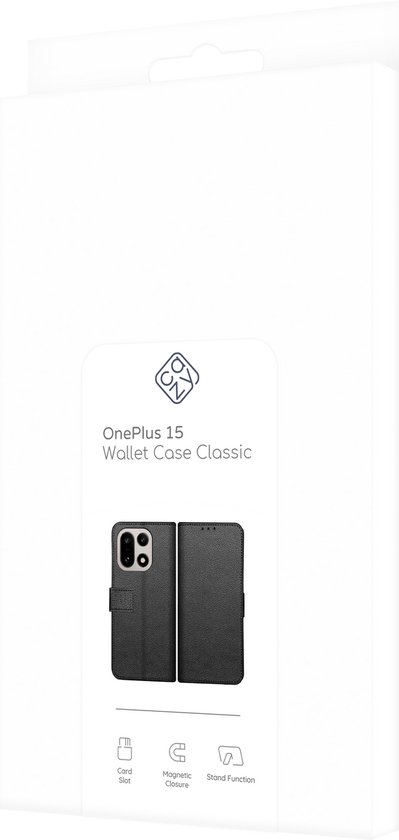 Cazy hoesje geschikt voor OnePlus 15 Hoesje met Pasjeshouder - Bookcase Classic - Zwart