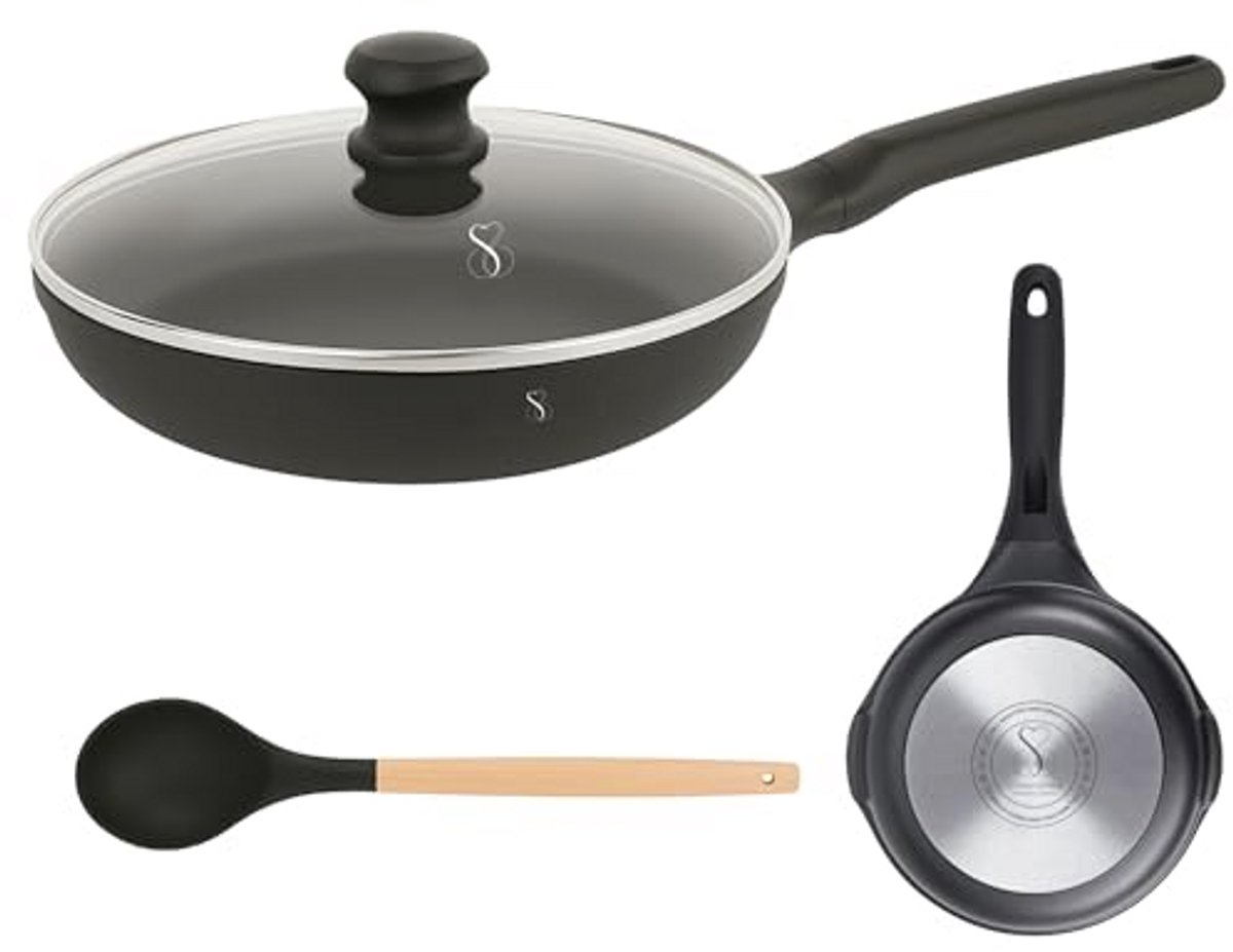 Professionele 28 cm Antiaanbakpan met Inductiebodem voor Gezond Koken