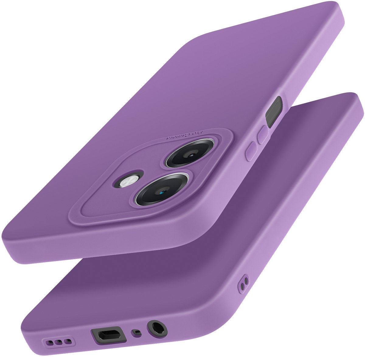 Avizar Hoesje Geschikt voor Oppo A40 Silicone Matte Camera Block Beschermd, Paars