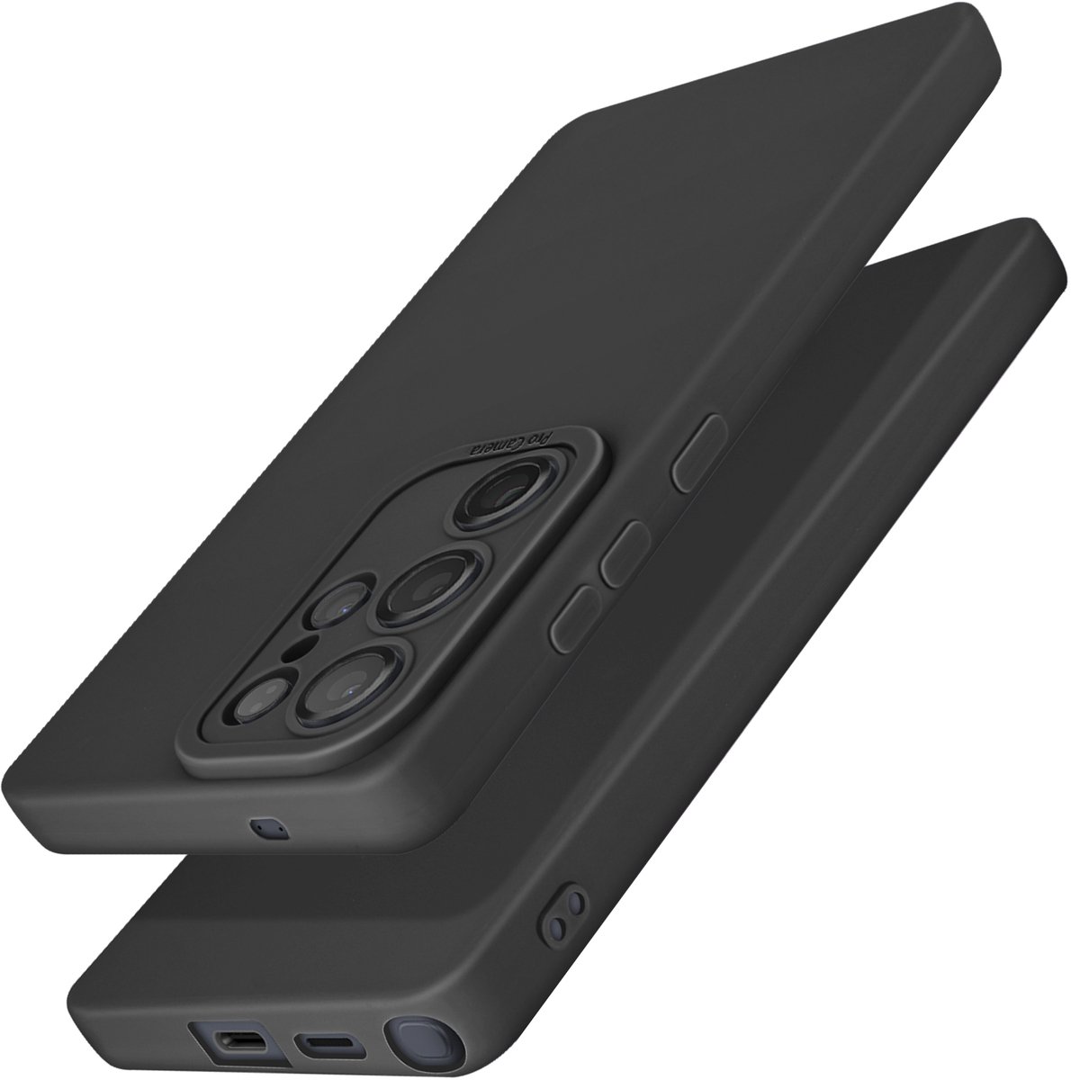 Avizar Geschikt voor Samsung Galaxy S25 Ultra Silicone Mat Hoesje, Zwart