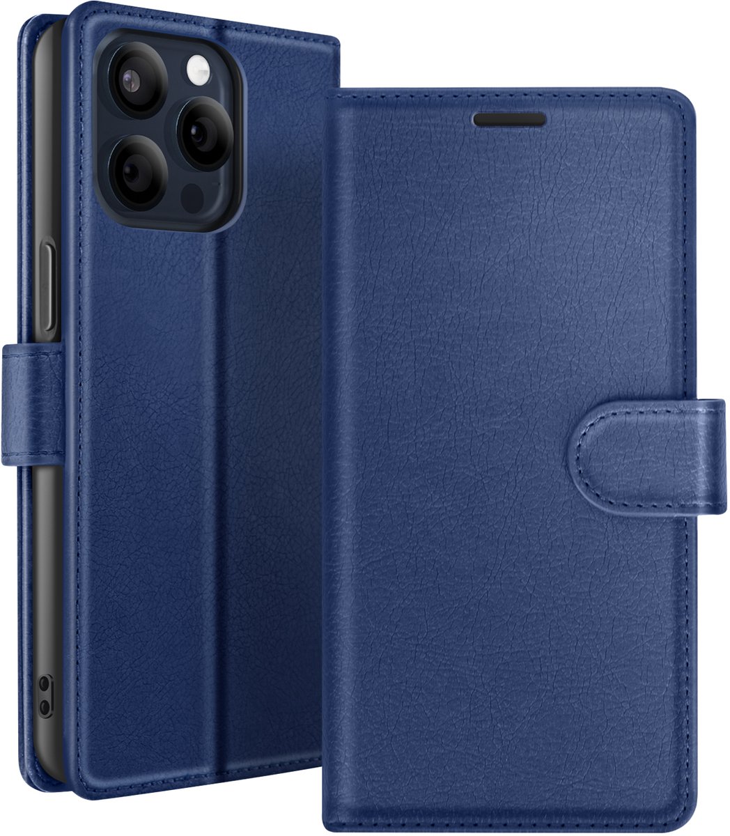 Zanae, Hoesje geschikt voor iPhone 15 Pro - Wallet Case & Magneetsluiting, Nachtblauw