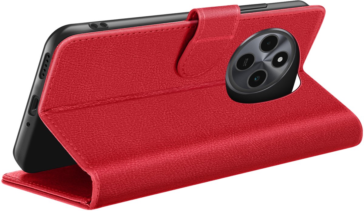 Zanae, Portemonneehoesje voor Xiaomi Redmi 14C en Poco C75 Met standaardfunctie, Rood