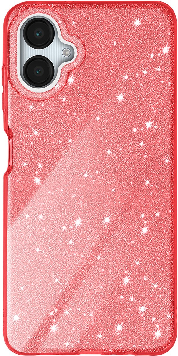 Avizar Glitter hoesje Geschikt voor Samsung Galaxy A06 Schokbestendig Glitter, Rood