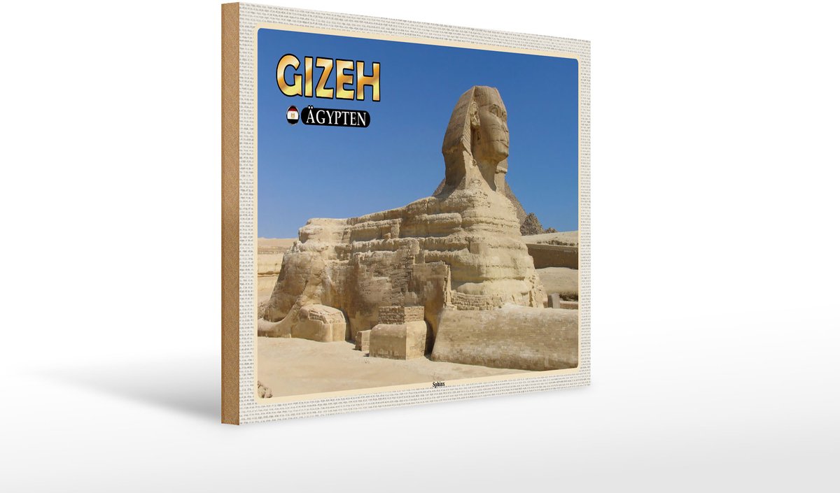 Holzschild Reise 40x30cm Gizeh Ägypten Sphinx Geschenk
