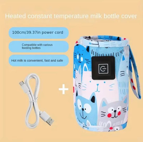 USB Flesverwarmer - Isolerende Reisfleshouder voor Kinderwagen - Draagbare Melk & Water Warmer — afbeelding 3