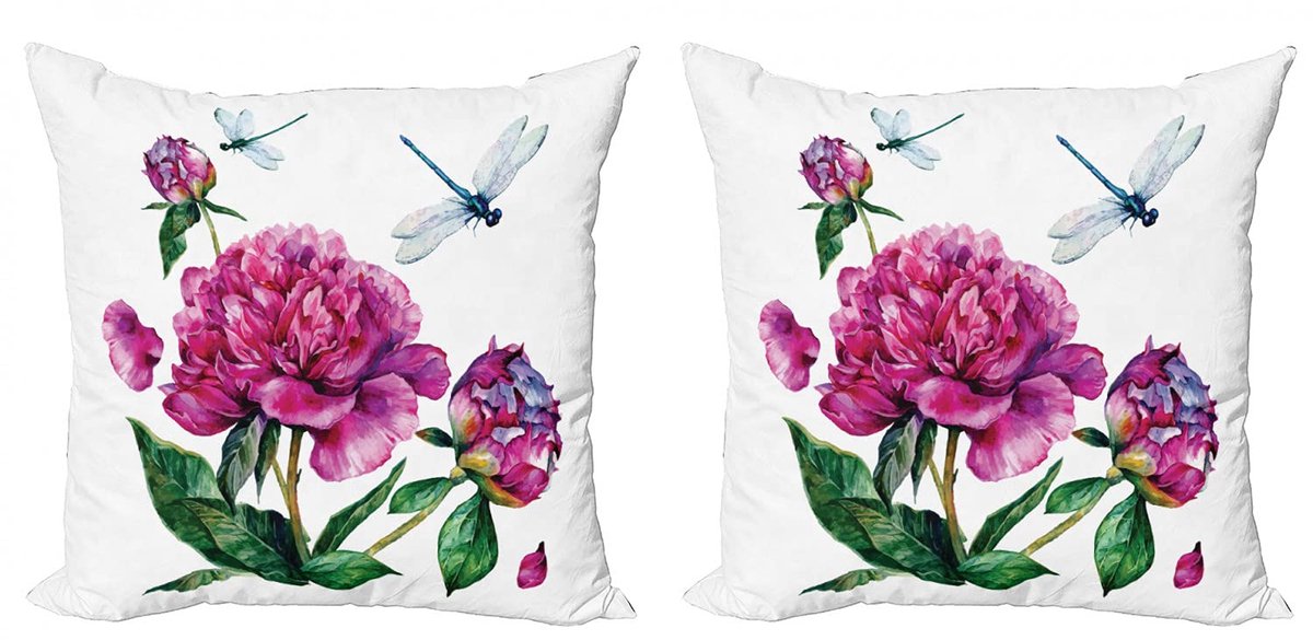 ABAKUHAUS Bloemenkussenhoezen Set – 2×40×40 cm – Dubbelzijdig – Multicolor Meer Multicolor