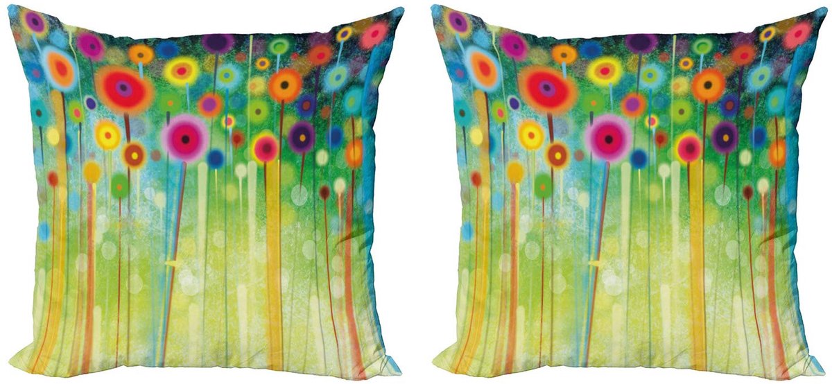 ABAKUHAUS kussenhoesenset bloemen – 2x60x60 cm – dubbelzijdig bedrukt – multicolor Blauw
