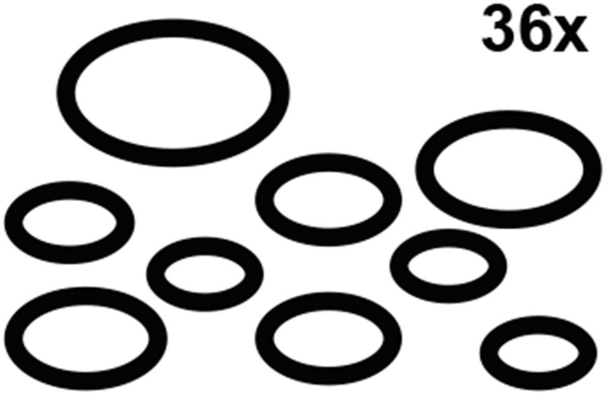 KIRCHHOFF assortiment o-ringen, Rubber, diverse maten (36x)