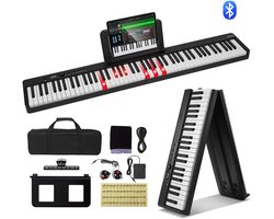 VEVOR 88 Toetsen Digitale Piano Elektrische Piano Opvouwbare Piano Bluetooth MIDI Zwart