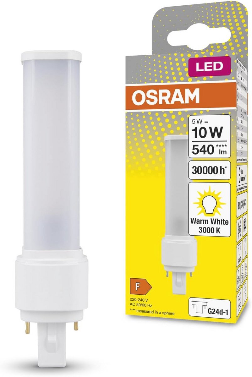 Energiezuinige LED Lamp G24D-1, 5W, 540lm, 3000K, Warm Wit Licht - Perfect voor Open Armaturen