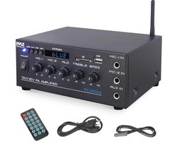 Compacte Mini Home Versteker - 40W Slimme Audio Stereo Ontvanger met AUX en 2 Microfoon Ingangen