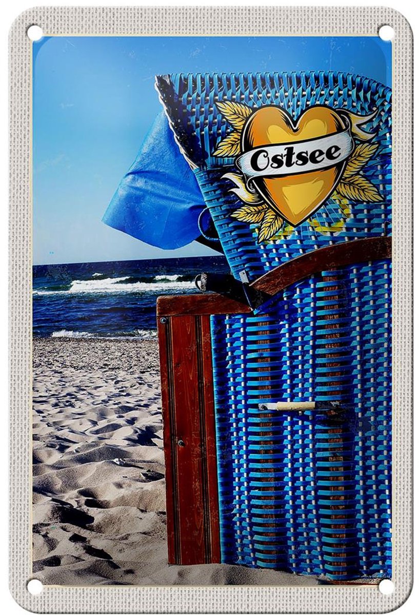 Blechschild Reise 12x18cm Ostsee blau Küste Strand Schild