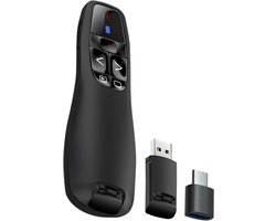 Nuvance Presentatie Klikker - Laser - Pointer - Presenter - USB Ontvanger - Incl. USB C Adapter - Clicker