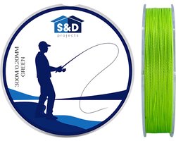 S&D | Gevlochten Vislijn 300m – 0.20mm – 9kg – Groen – 4-Strengs PE – Sterk, Dun en Slijtvast – Zoet- & Zoutwater Vissen