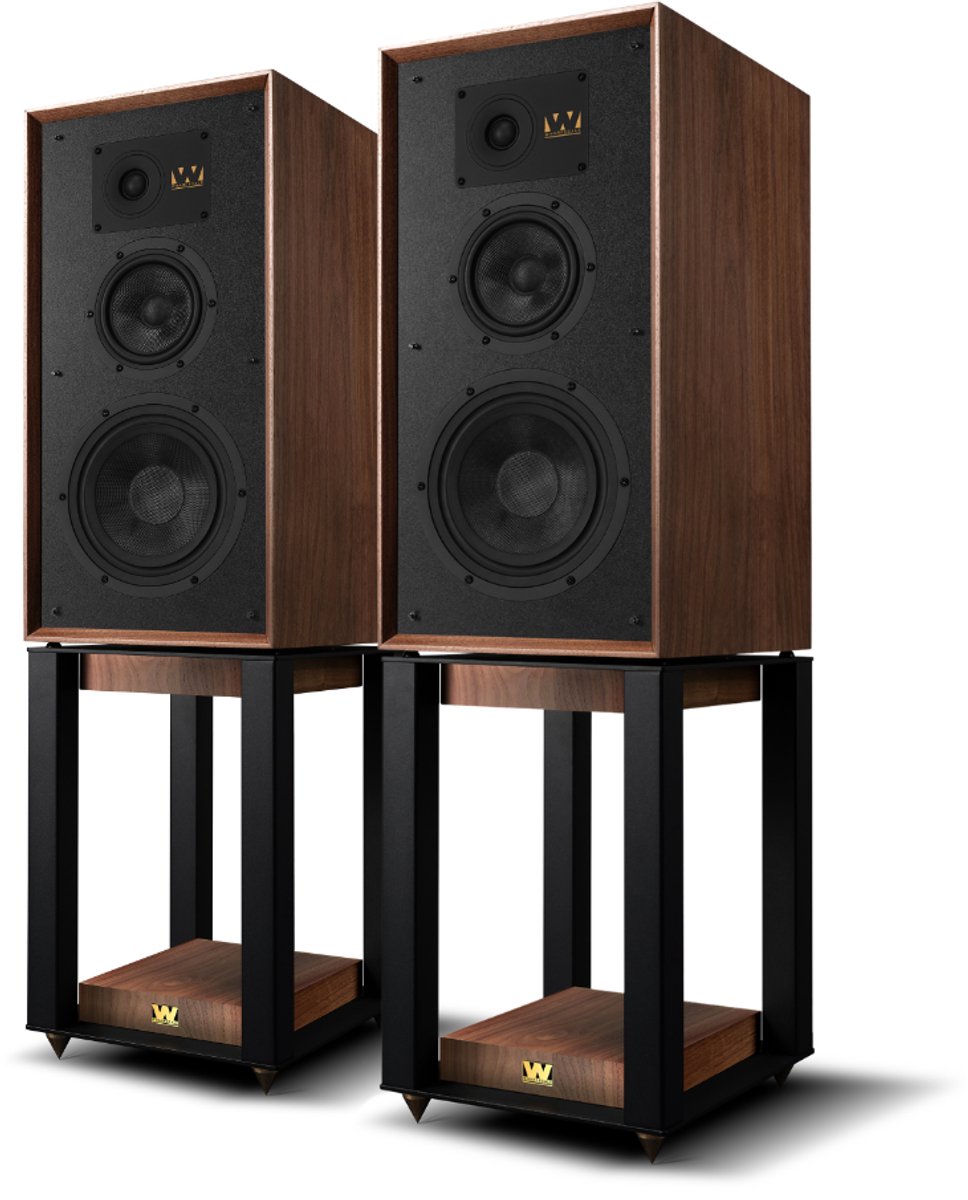 Wharfedale Super Linton Speakers & Super Linton Stands - Bundel - 3-weg, Kevlar Woofer, AMT Tweeter - Rijke Geluidskwaliteit - Iconisch Design – Walnoot/ Walnoot