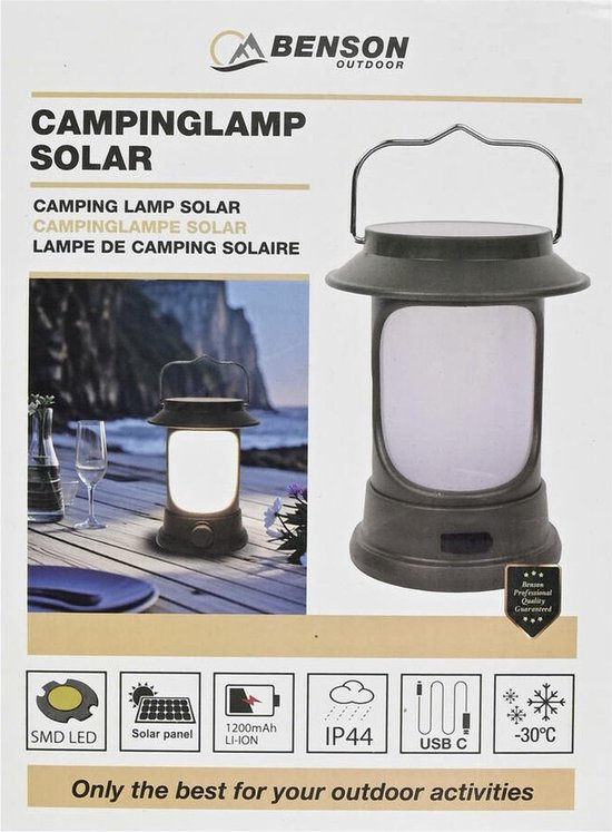 Camping lamp - kampeerlamp - ook als noodlamp bij stroomuitval - solar - oplaadbaar van Merkloos — afbeelding 5