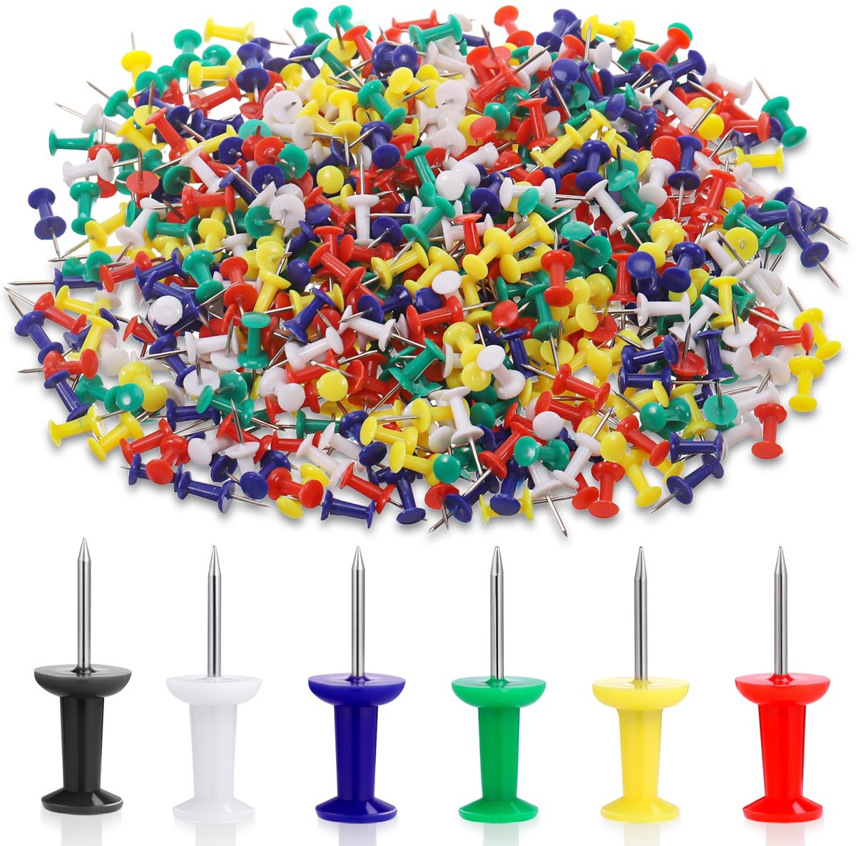IMPERATORIS® Prikspelden - Ronde Kop-Spelden - Kaart Pushpins - Nagelspelden - Gekleurde Kop Punaises - Voor Doe-het-zelf Wandkaarten - Bulletin Board - Creatieve en Kleurrijke Prikspelden voor Hangtacks - 600 Stuks