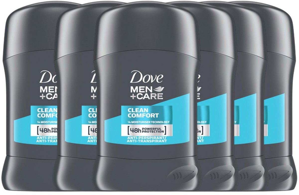 Dove Men+Care Clean Comfort – Anti-Transpirant Stick – 50 ml – 6-Pack – 48u Bescherming
