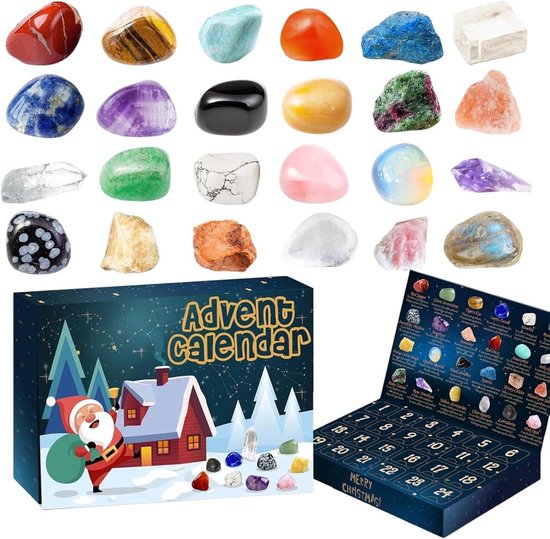 Foto: Adventskalender voor kinderen 2025 edelsteen mineralen stenen 24 dagen kerstmis countdown adventskalender voor meisjes en jongens