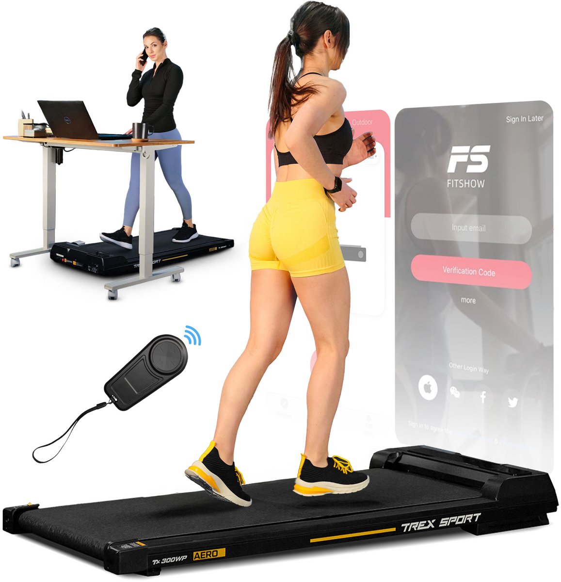 Trex Sport TX-300WP Aero – Loopband – Walking Pad – Compact Wandelpad voor Thuis – Met Afstandsbediening & Bluetooth – Max 100 kg