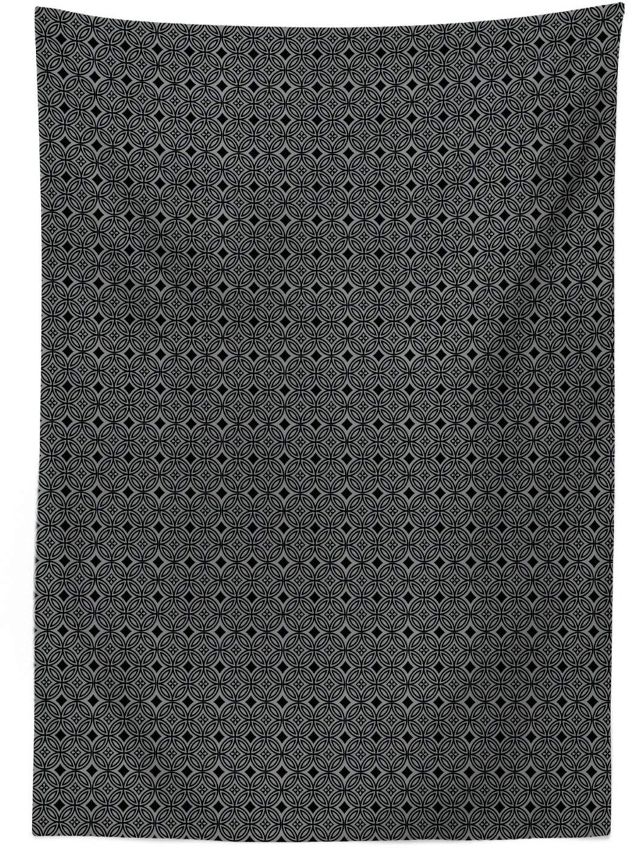 ABAKUHAUS Tafelkleed Zwart/Grijs 140x170 – Satijnmix, machinewasbaar