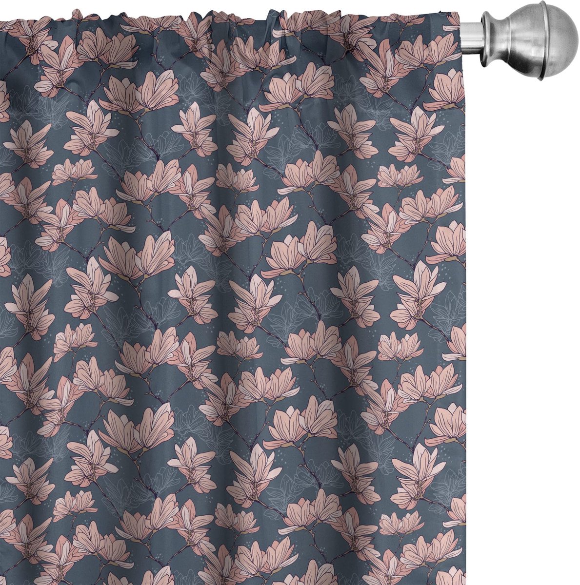 ABAKUHAUS Microvezel Voorhangen 2x75x175 cm – Donkerblauw Coral Donkerblauw Koraalrood