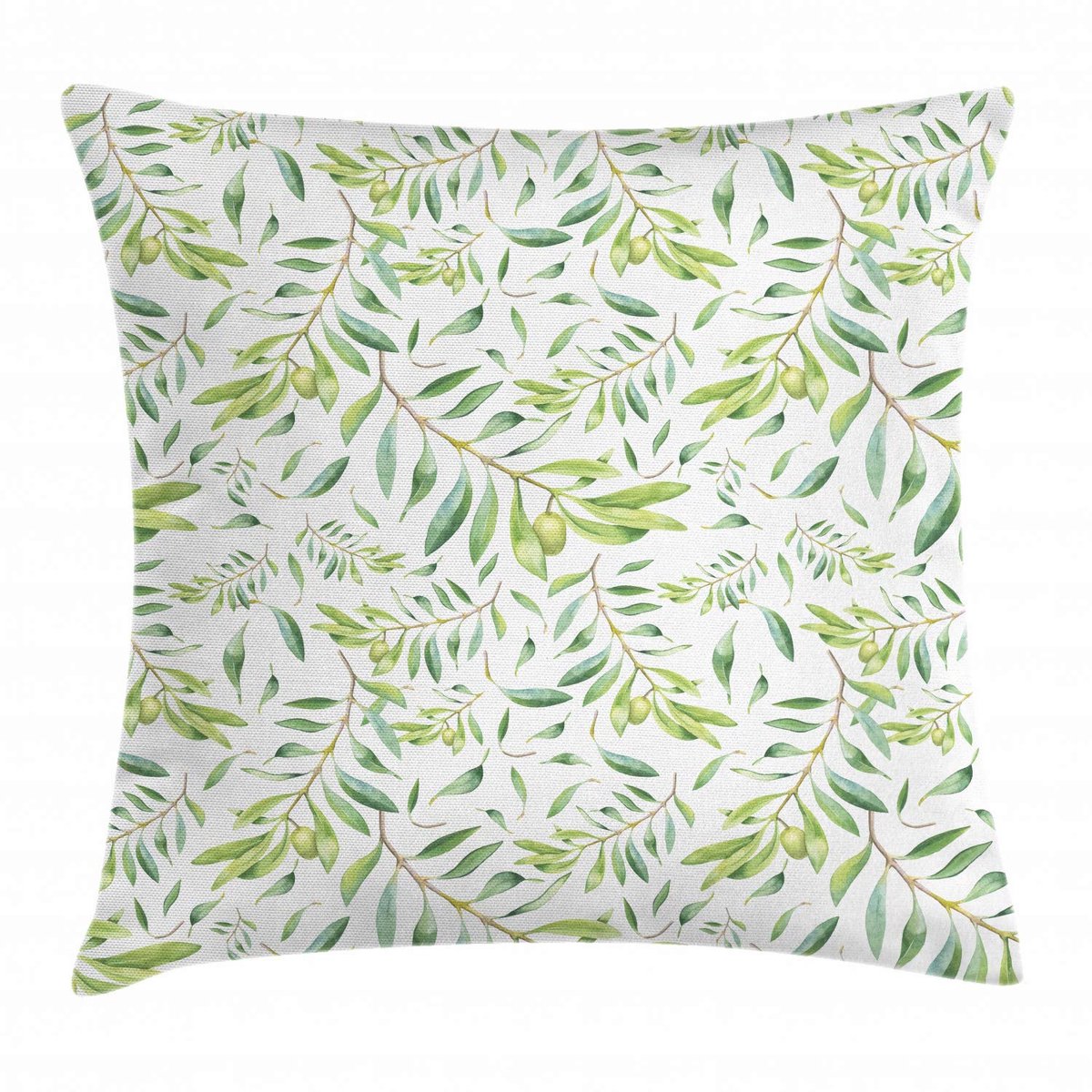 ABAKUHAUS Kussenhoes – Groene Blad 40x40 cm – Beide zijden bedrukt, Rits Avocadogroen