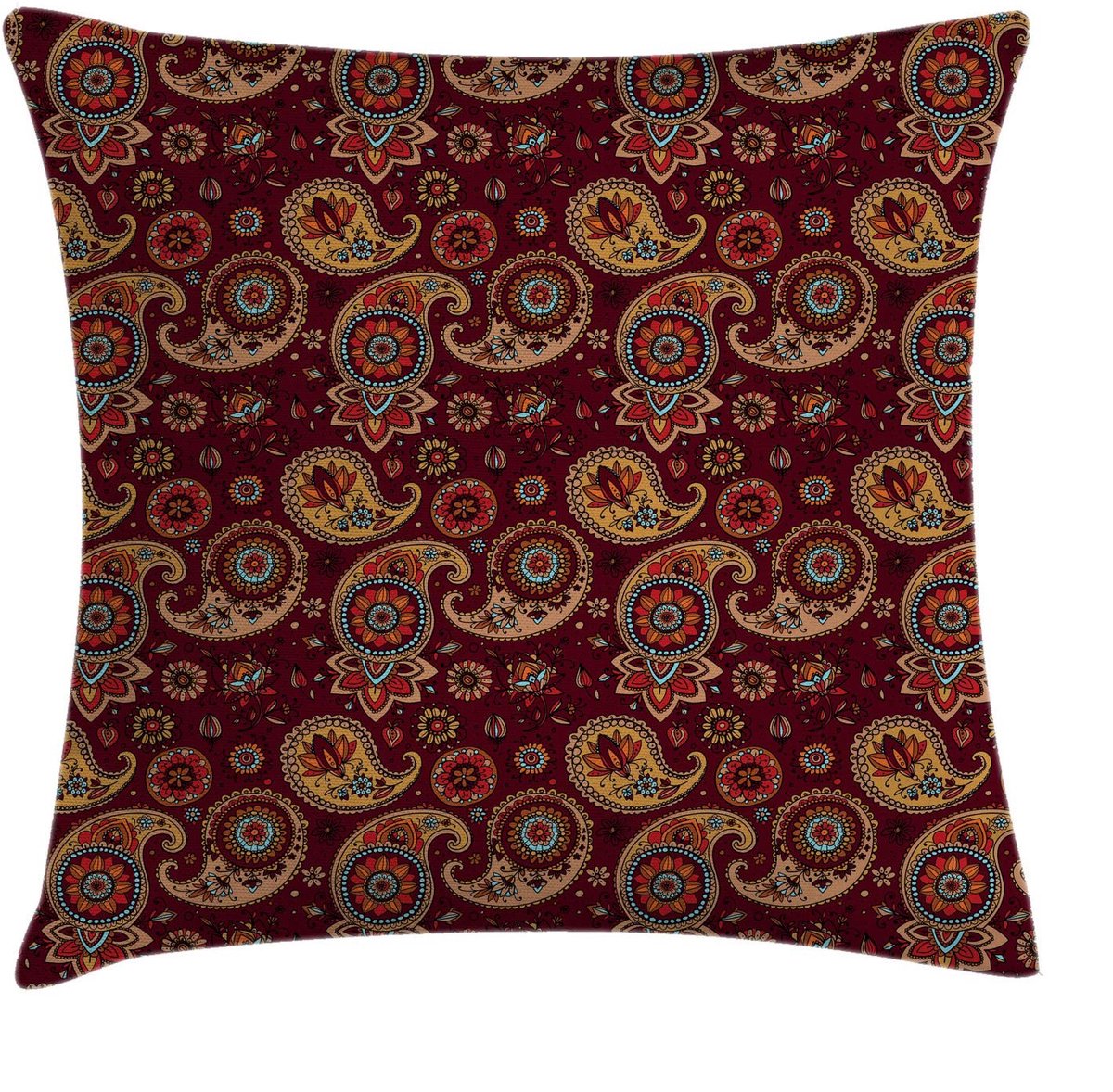 ABAKUHAUS Paisley-Kussenhoes – 40x40 cm – Dubbelzijdig bedrukt, met rits Kastanjebruin
